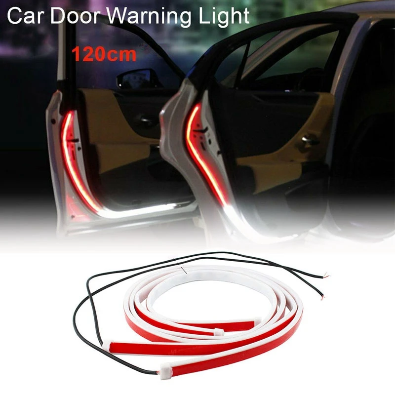 Universal Car Door Opening Warning LED Lights Dynamic Door Lamp Strip 120Cm Waterproof Interior Atmosphere Lights