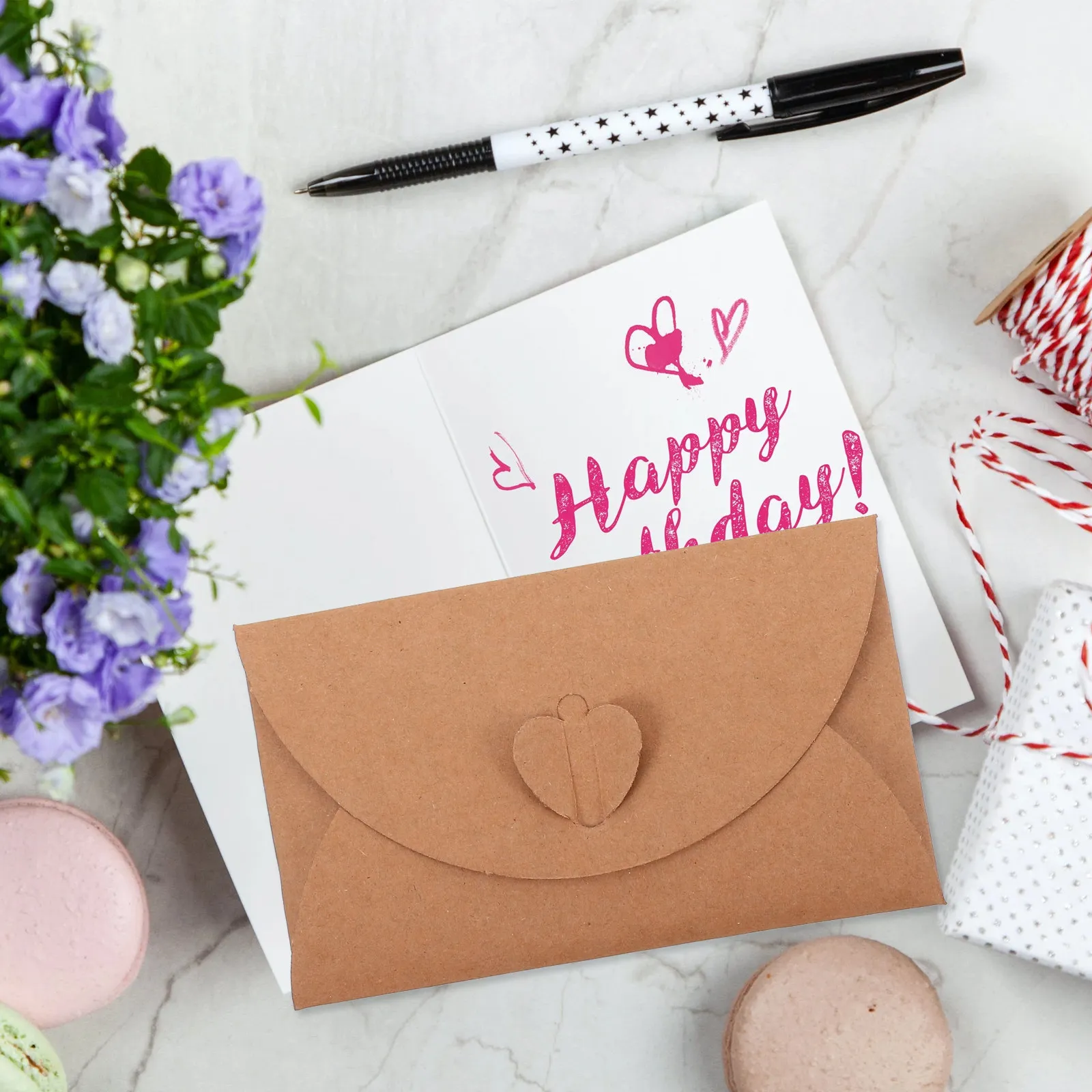 

40Pcs Kraft Gift Envelopes Retro Design Letter Envelopes for Handwritten Wishes Family Friends Blessings Party Invites