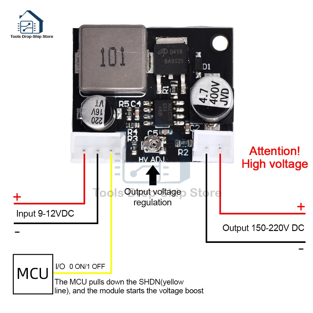 DC5V 12V a DC 150V-220V modulo di alimentazione Boost ad alta tensione regolabile Step-up MAX1771 scheda di tensione regolata con funzione Off