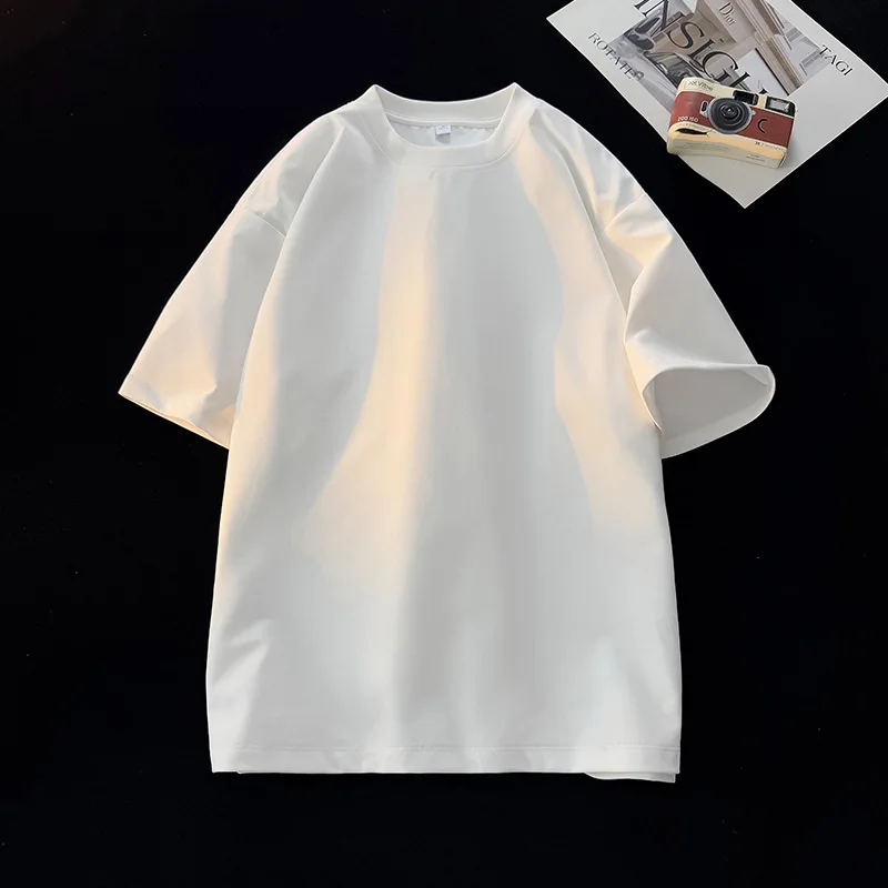 Image of 2026 Neues Unisex 200g Schweres Baumwoll-T-Shirt mit Vollschulterdesign, Kurzarm, Locker Geschnitten, für Paare, Sommer, Halbarm, Basic Casual Streetwear Tee