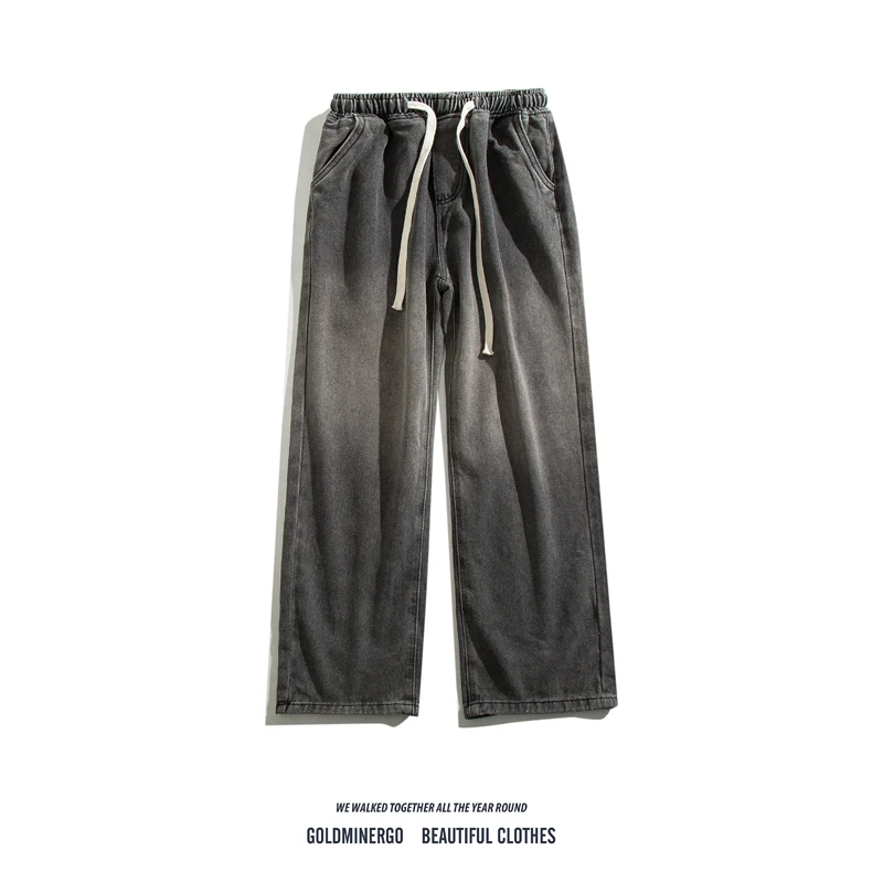 

Мужские джинсы в стиле ретро, весна-осень, прямые широкие брюки, выцветшие свободные повседневные брюки, модный бренд