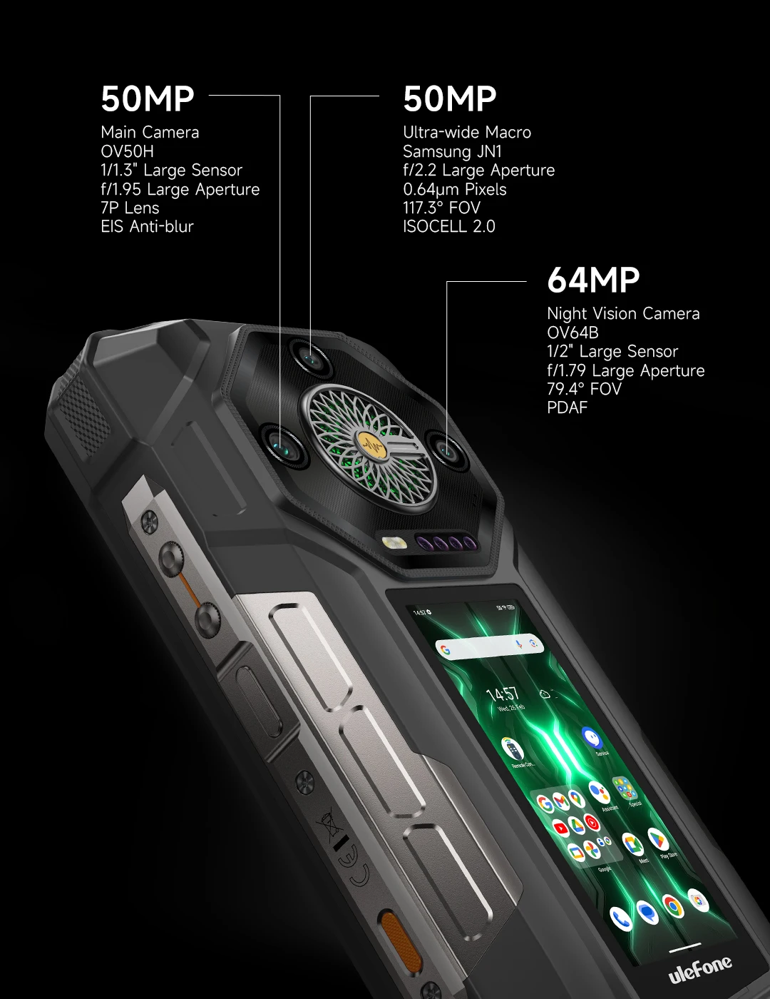 Ulefone Armor 33 Pro 5G Rugged Phone Smartphone Android 14 32GB+512GB 25500mAh Night Camera 64MP NFC Loud Speaker