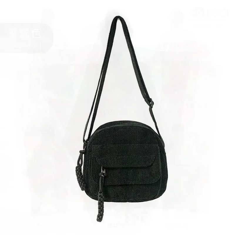 

Spring 2024 Corduroy Solid Color Ruiying Bag Trendy Street Fashion Shoulder Crossbody for Girls Small Campus Style Zipper