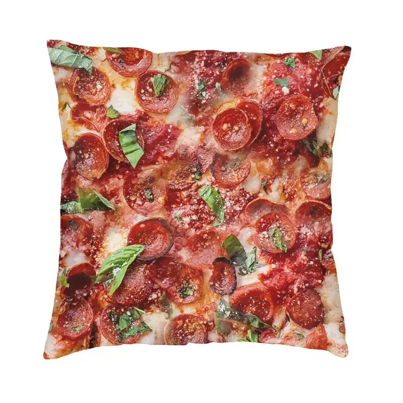 Real Pizza Pattern Cushion Covers Food Creative Soft Velvet Cute Pillow Cases for Sofa Home Decor