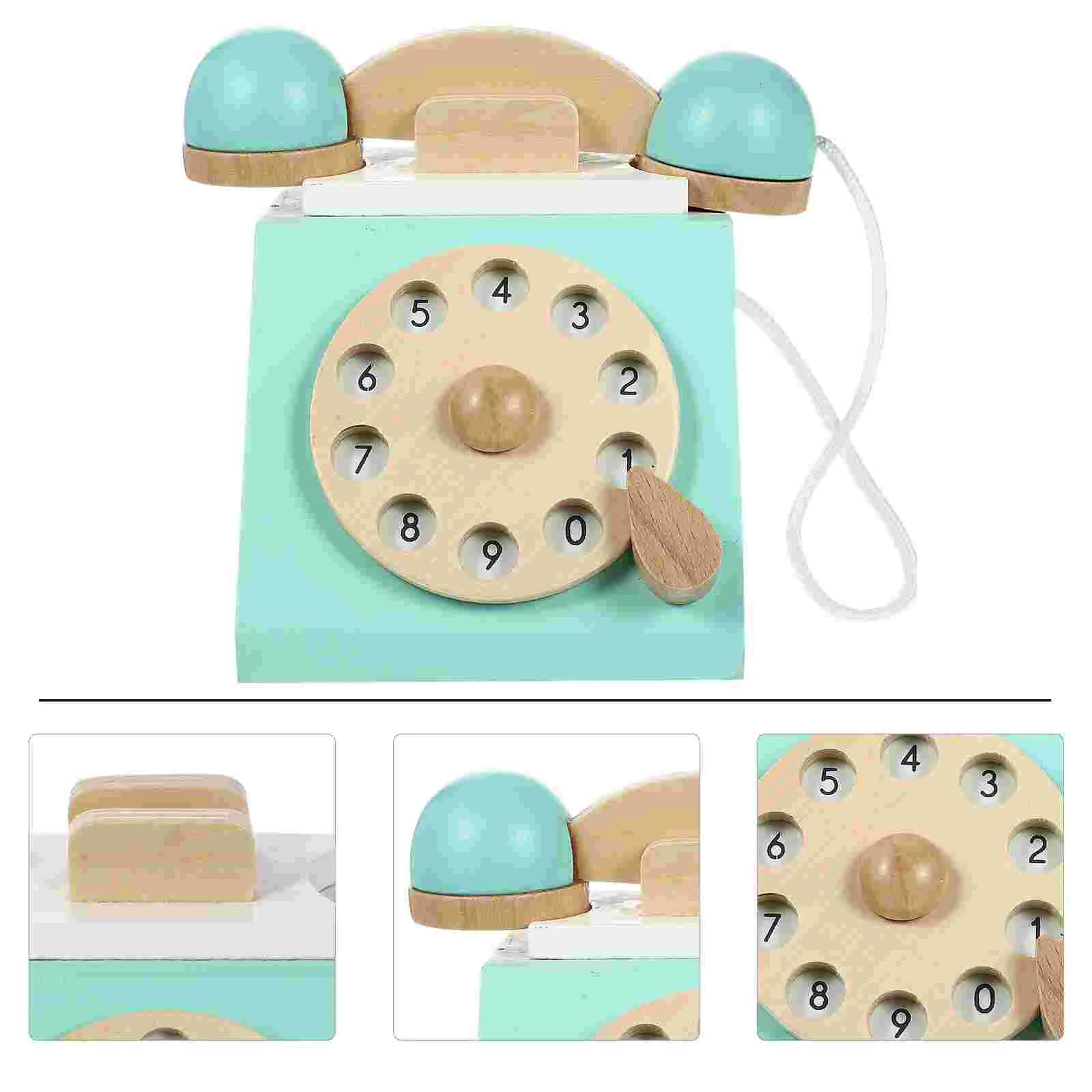 

Corded Retro Phone Tiny Model Furniture Wooden Telephone Toys for Girls Intelligence