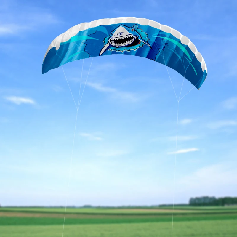 Yongjian 1,4 m dubbele lijn zachte lichaamshai + 30 m rood groot draadbord * 2 stuks, dubbele lijn stunt volwassen parachute vlieger surfen Fli