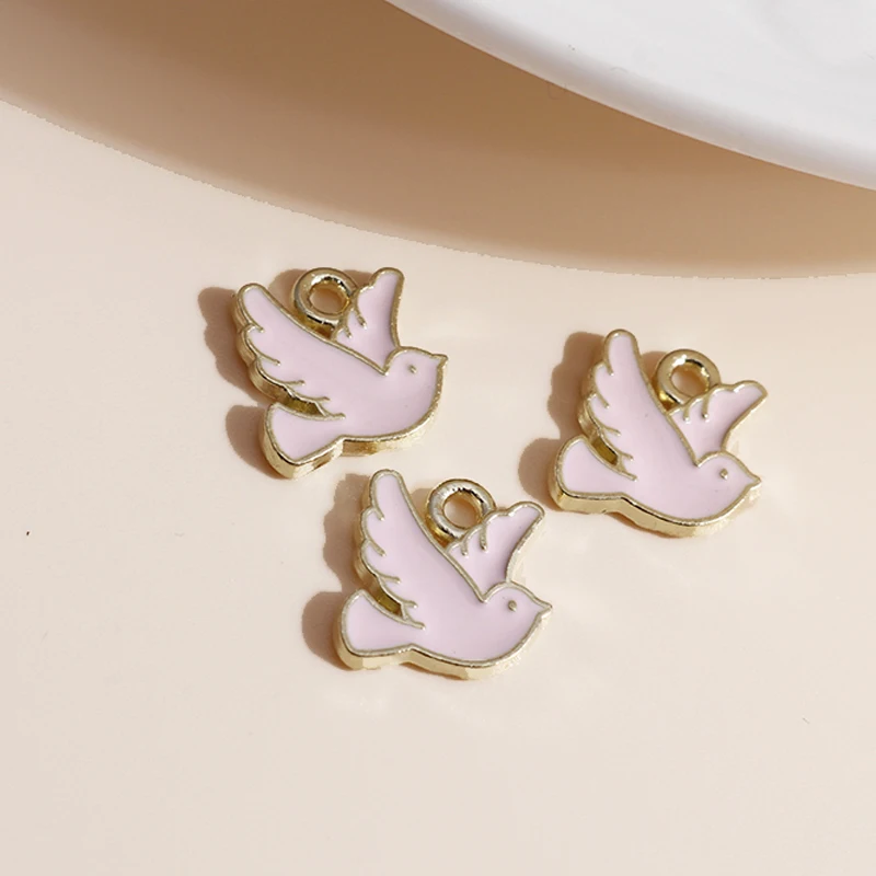 Image 6: 10 pièces 13*11mm émail paix Pigeon colombe breloques bricolage pour colliers pendentifs boucles d'oreilles Mini animaux breloques fabrication de bijoux accessoires