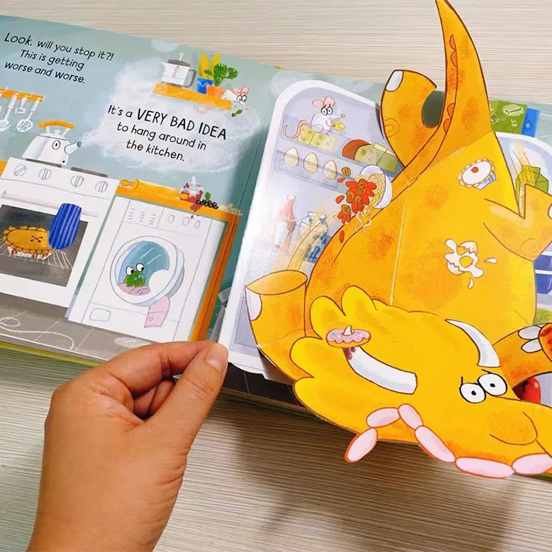 Siapa yang membiarkan dinosaurus keluar Usborne Pop-up buku gambar 3D kardus buku aktivitas buku cerita Inggris mainan anak-anak Montessori