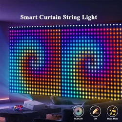 Smart LED Curtain Lights App Control DIY Text String Light Music Garland for Navidad Christmas Window Wedding Decoration Outdoor