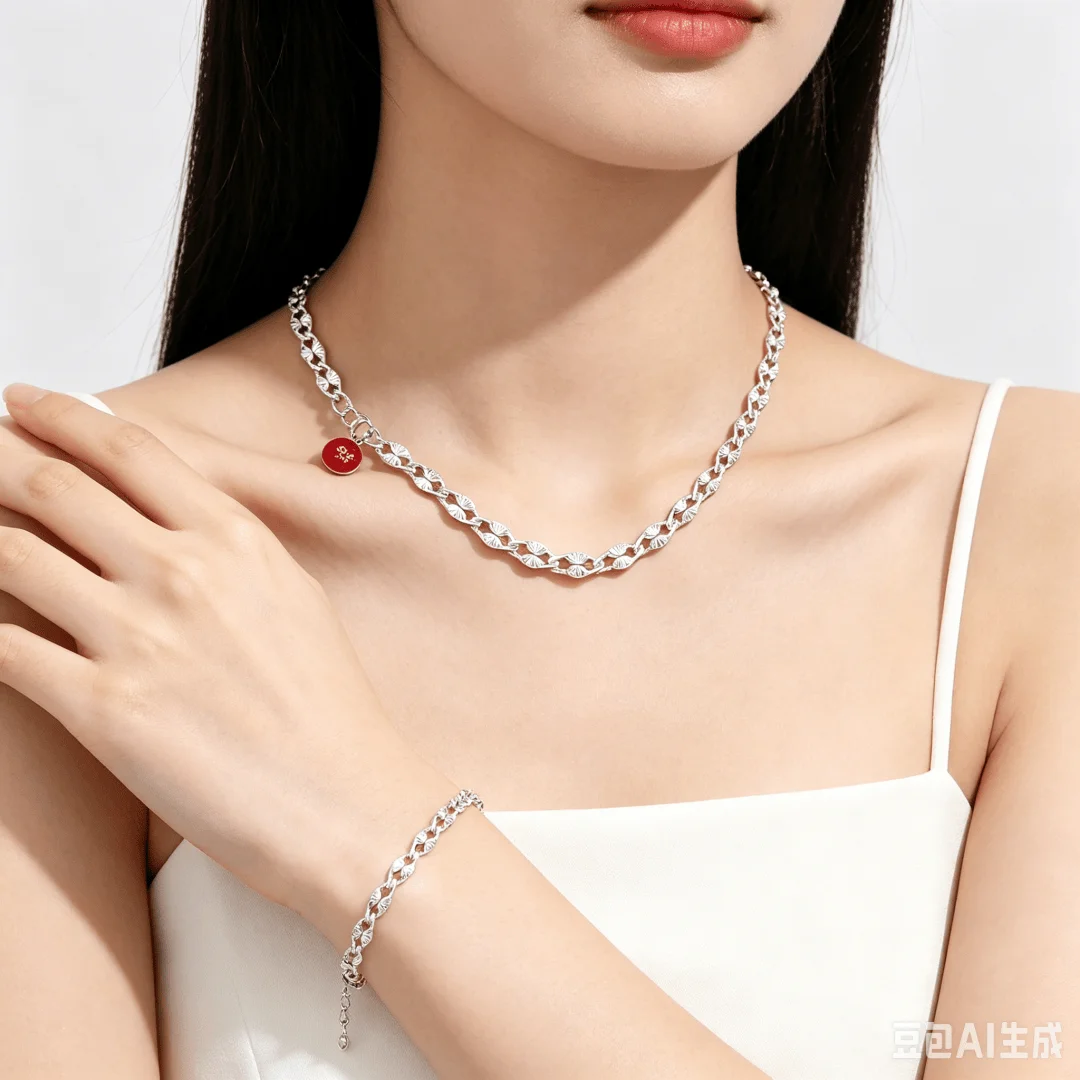 Fashion kpop 2pcs Elegant 925 Sterling Silver Lovely 4MM width Chain Bracelet necklace Jewelry Set for women men Wedding GiftS