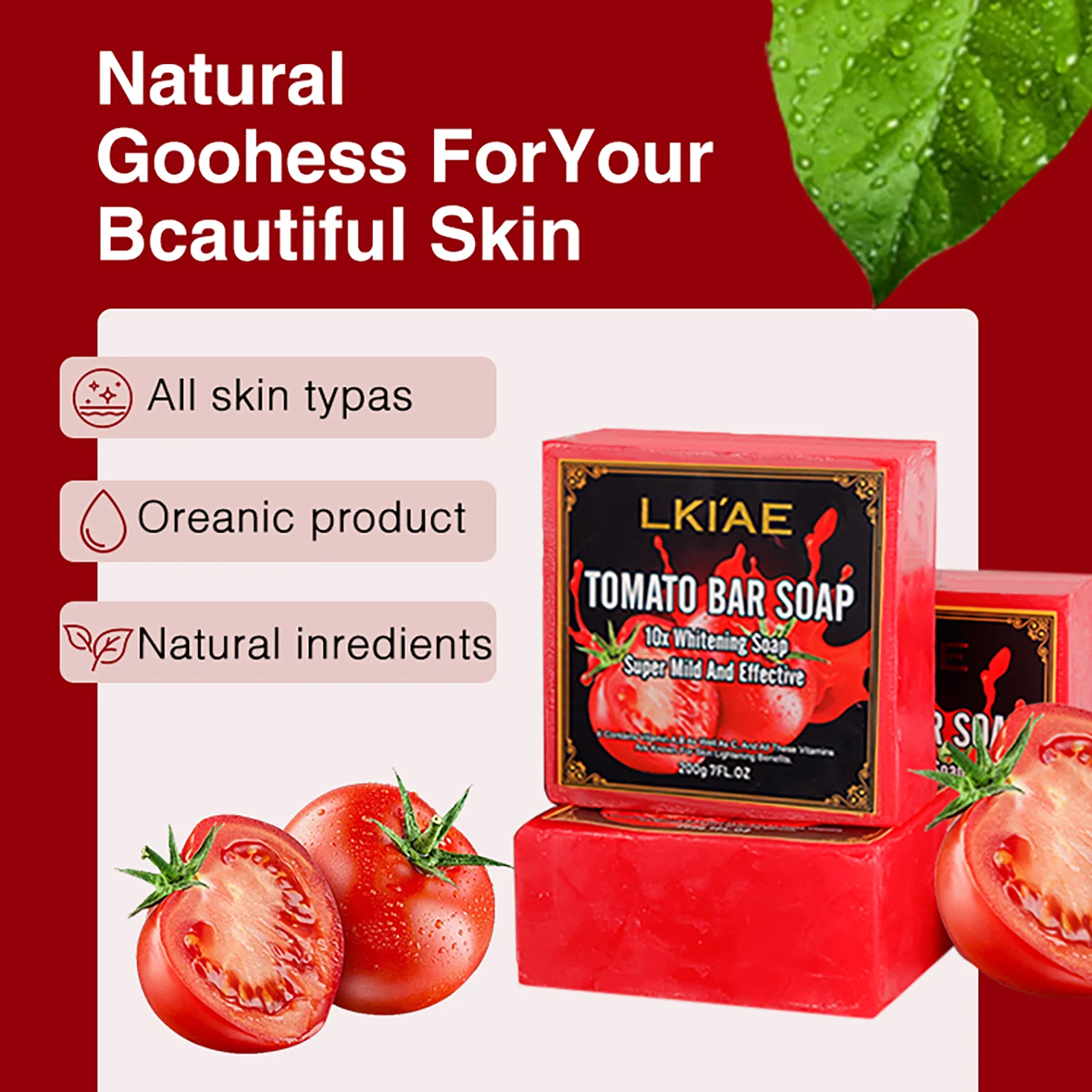 LKIAE Vegetable Glycerine Vegan Friendly Beauty Skin Care Ultra Lightening Natural Bath Tomato Soap Whitening For Dark Spots