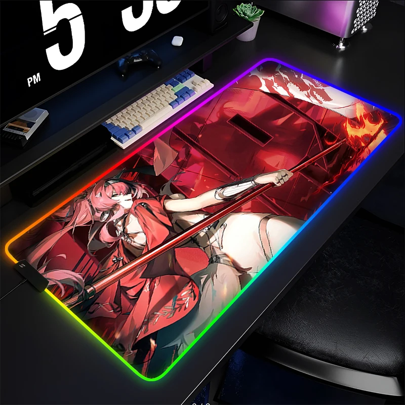 

RGB коврик для мыши аниме геймер игровые аксессуары Varmilo коврик для клавиатуры светодиодный ПК компьютер Kawaii настольный коврик Wuthering Waves Lupa коврик для мыши