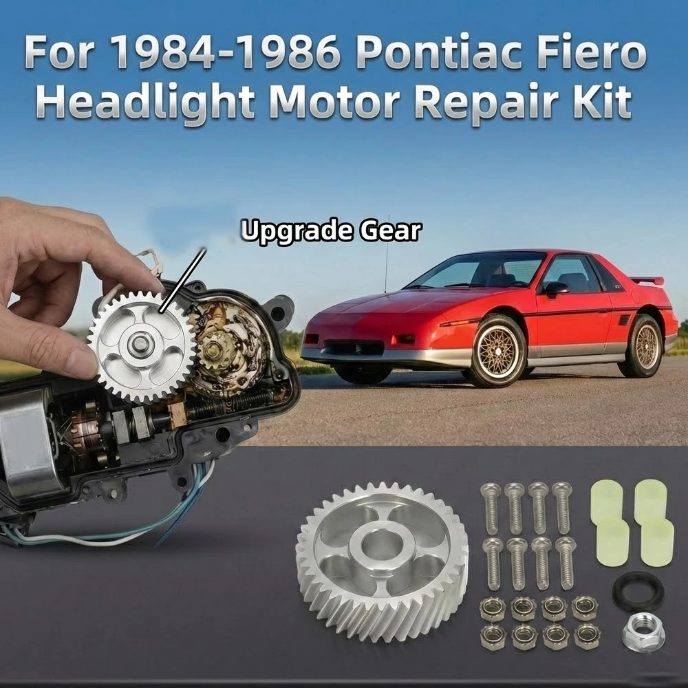 Nuevo Kit de Reparación de Motor de Faro Delantero para Pontiac Fiero 1984-1986, Engranaje de Aluminio HD