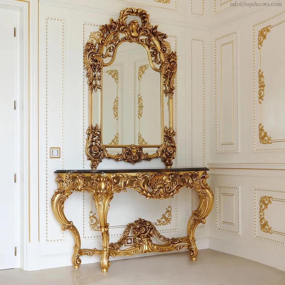 Manufacturer Wholesale Price Bathroom Multi-scene Use Elegant Baroque Mirror Cabinet Wall Antique Gold Mirror