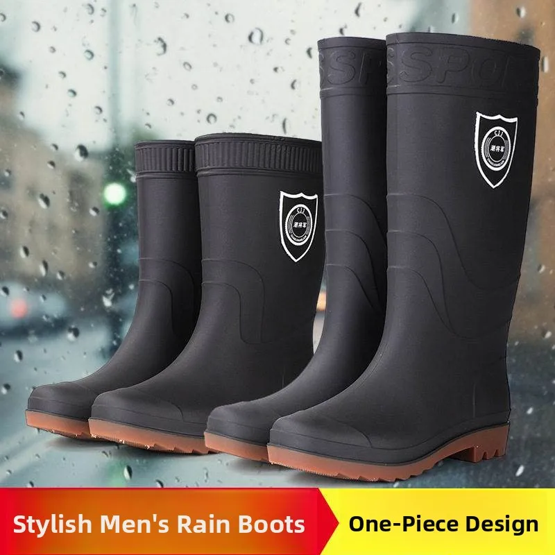 

Thickened Wear-Resistant Cow Tendon Bottom High Tube Rain Boots Unisex Soft Sole Car Wash Water Shoes Anti-Slip Waterproof