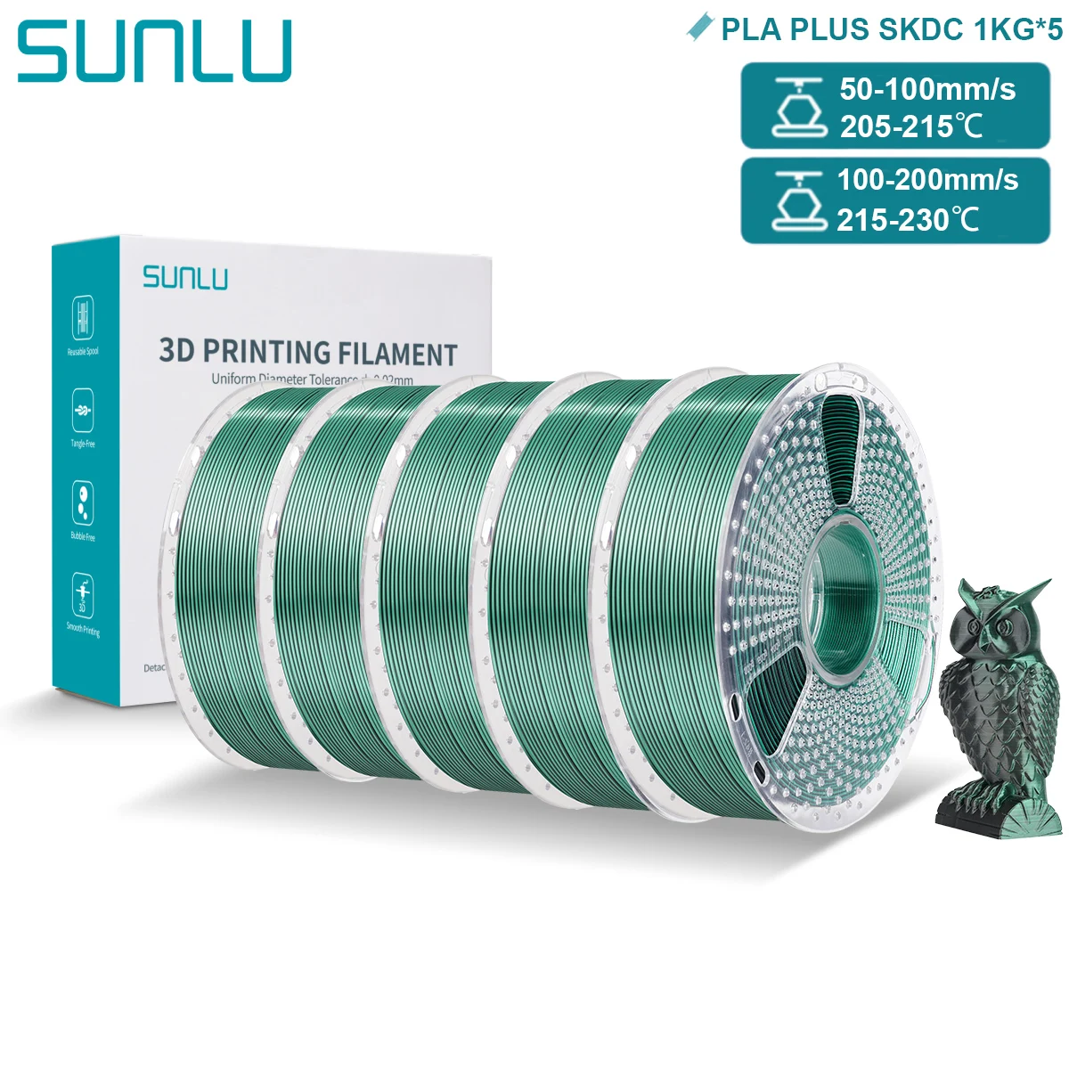 SUNLU PLA PLUS Silk 1.75mm 3D-Druckerfilament Zwei/Drei-Ton Glänzende Seidentextur Farbverlauf Kompatibel mit den meisten FDM-3D-Druckern