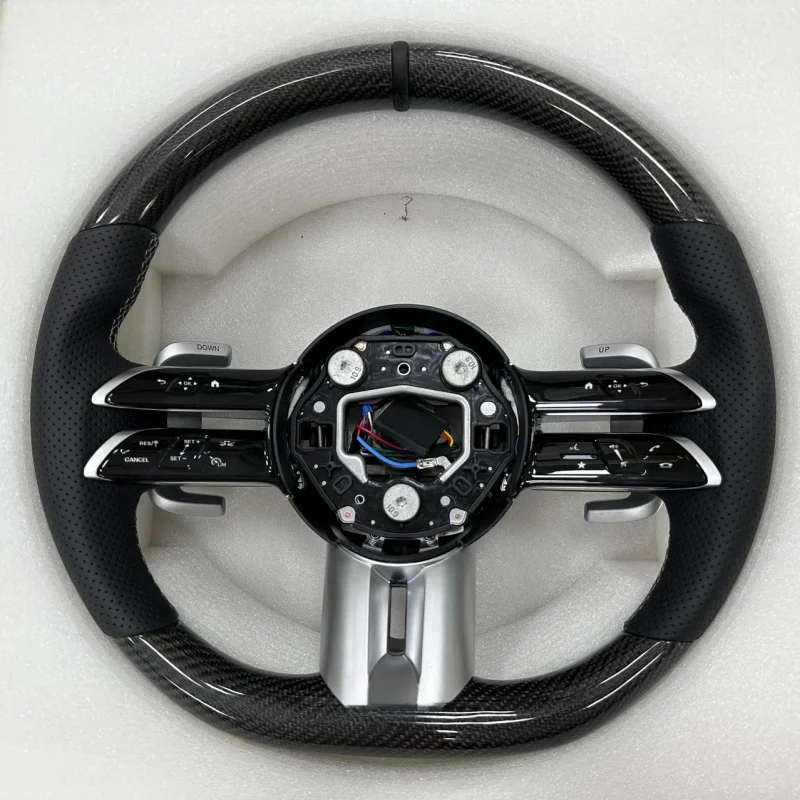 For Mercedes-Benz E300/C200L/SK Series Carbon Fiber Steering Wheel with Dragonfly Buttons (Universal Upgrade)