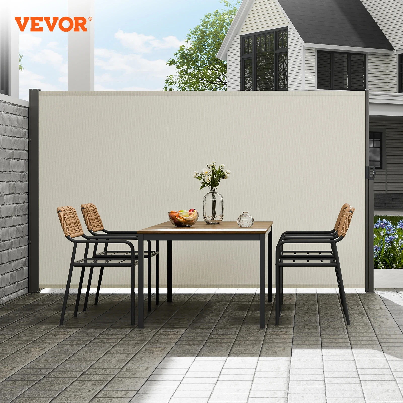 VEVOR Retractable Side Awning Waterproof Retractable Patio Screen Outdoor Shade Sunburn Protection UV 30+ Screen for Backyard