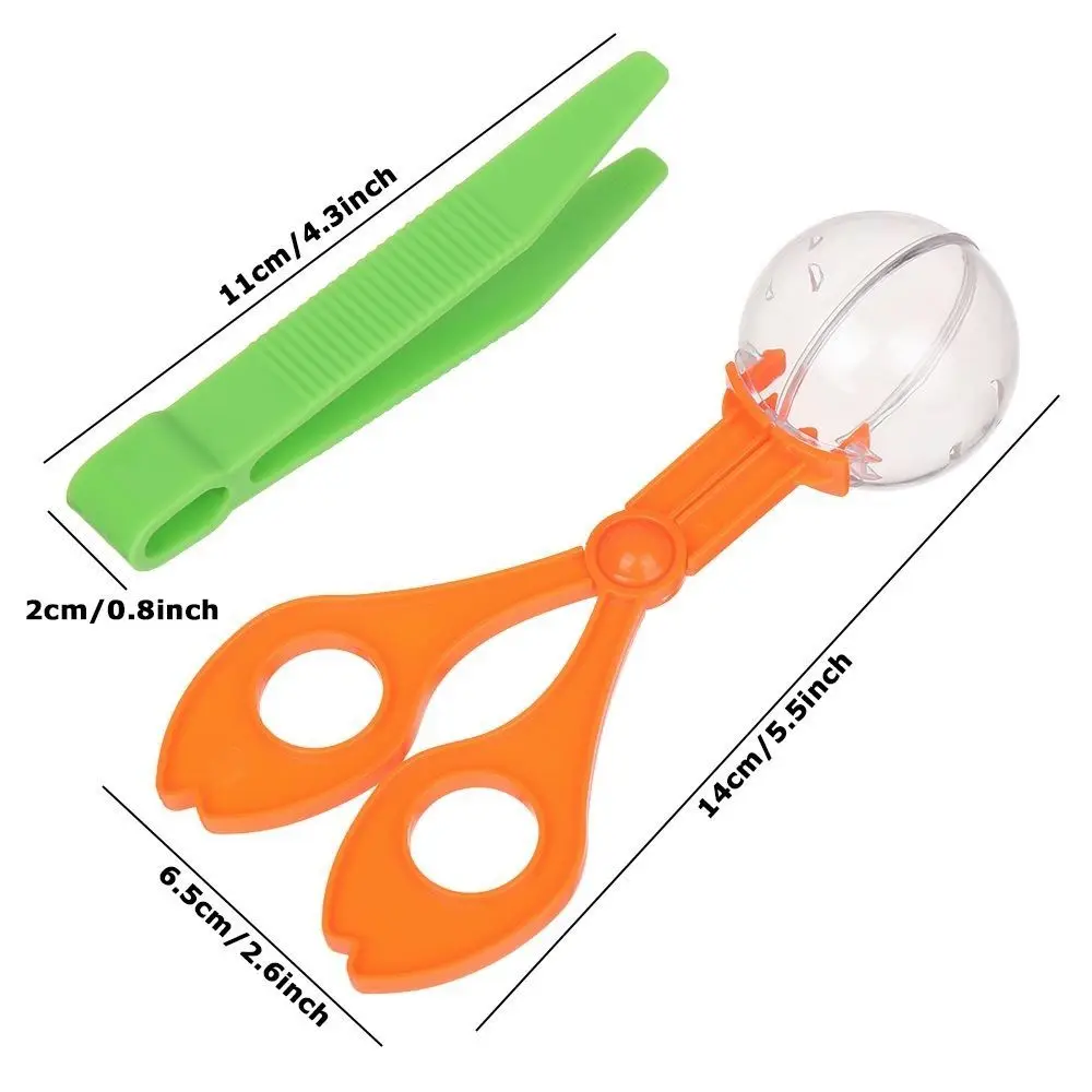 Ensemble d'outils mignons en plastique pour l'étude de la biologie, ensemble de receveurs d'insectes et de plantes, ciseaux et pinces à épiler, kit de jouets d'exploration naturelle pour l'école, 2 pièces/ensemble