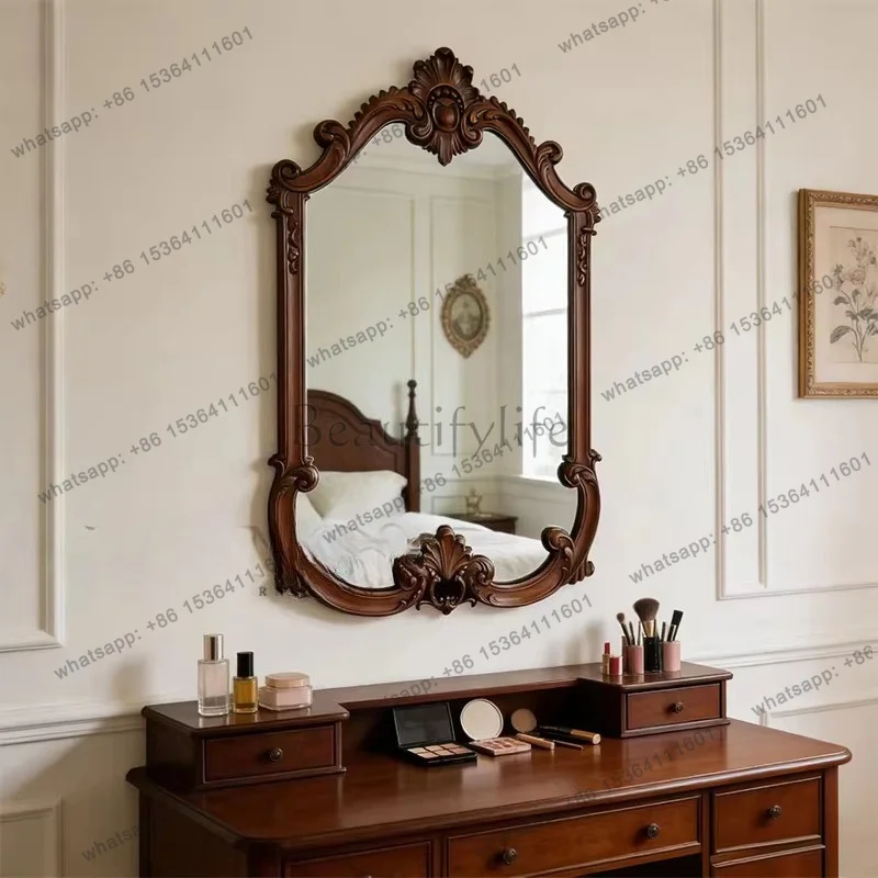 Aesthetic Decorative Mirror Wooden Large Irregular Balcony Decorative Mirror Nordic Style Room Decoraciones