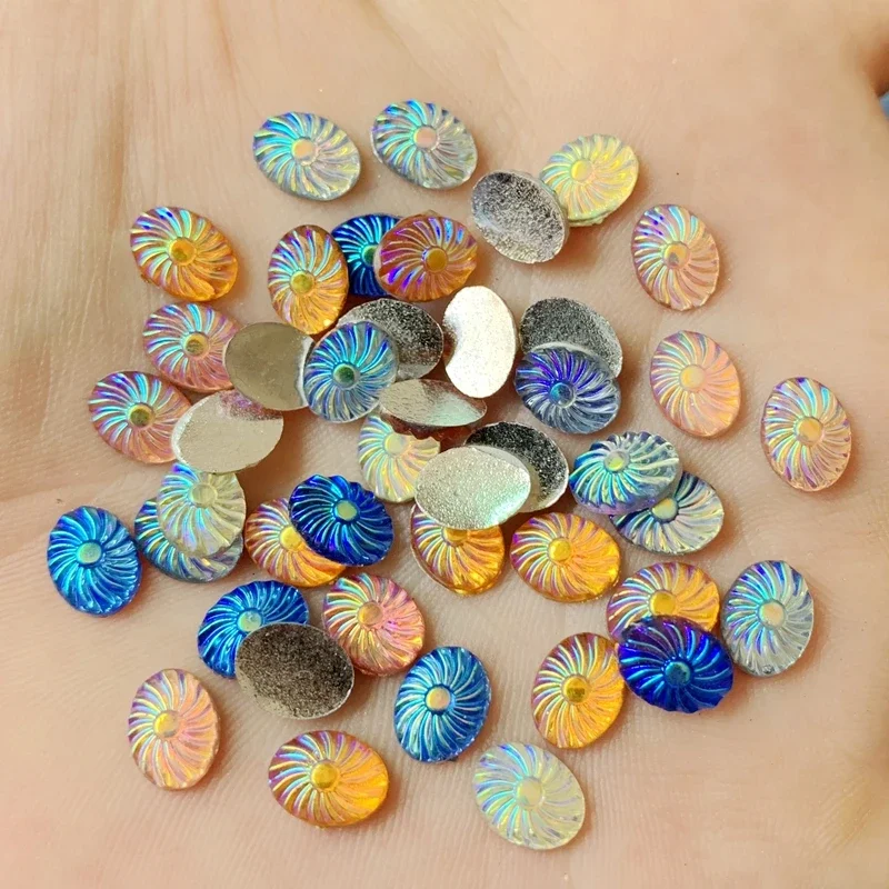 Wholesale 2000pcs Cute mini 6*8mm Random Mix Colour AB Color Oval Shape Resin Rhinestone Nail Resin craft DIY Decoration -W13A