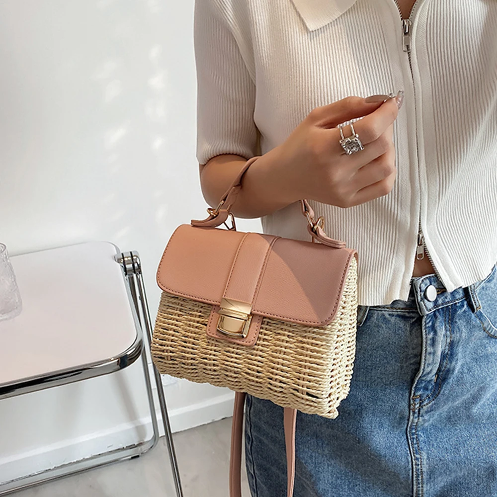 Luksusowy projektant plecione torebka ratanowa torebki z wikliny artystyczne słomiane torby plażowe dla kobiet torba na ramię Crossbody kobiecej