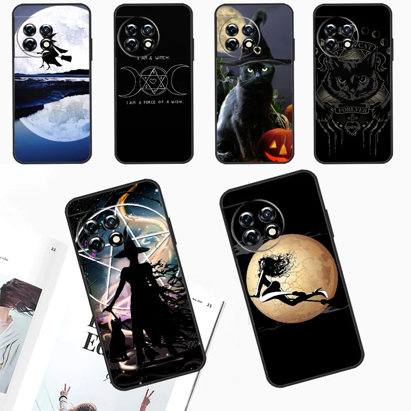 Witchcraft Halloween Cat Dark Witch Case For OnePlus 12 11 9 10 Pro 9RT 10T 10R 12R OnePlus Nord N10 N20 CE 2 3 Lite 2T Coque