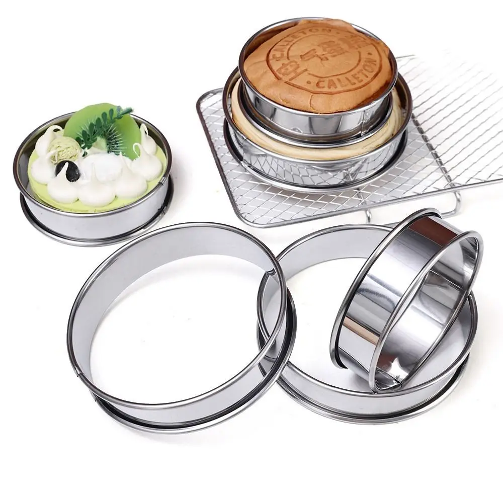 

1Pcs Stainless Steel Muffin Tart Rings Fruit Pie Cake Cookie for Food Making Double Rolled Tart Ring 8/9/10cm Kitchen Accessory