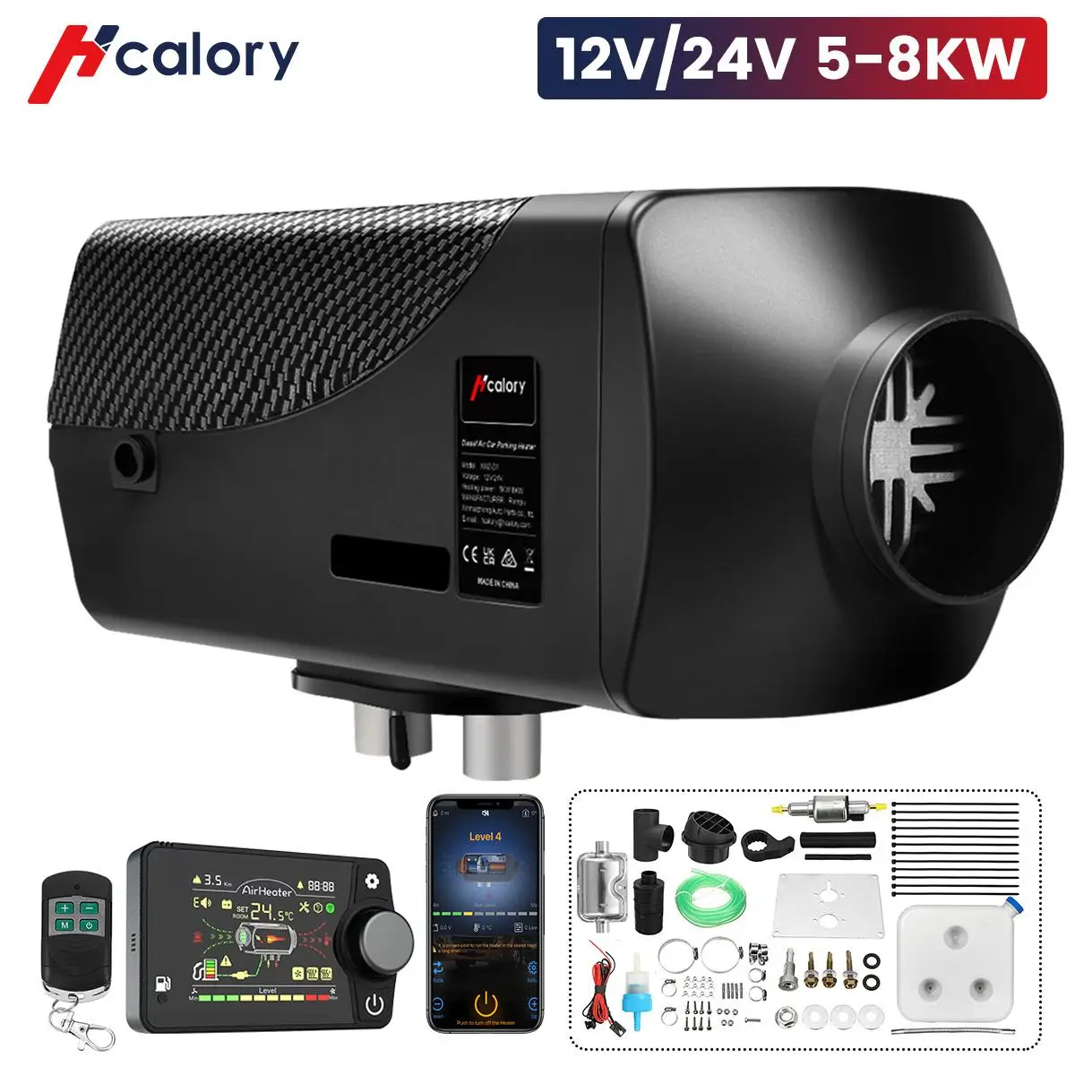 Hcalory Car Heater 5-8KW 12V&24V Universal Diesel Air Parking Heater 10L Tank bluetooth App Remote Control For Car SUV RV