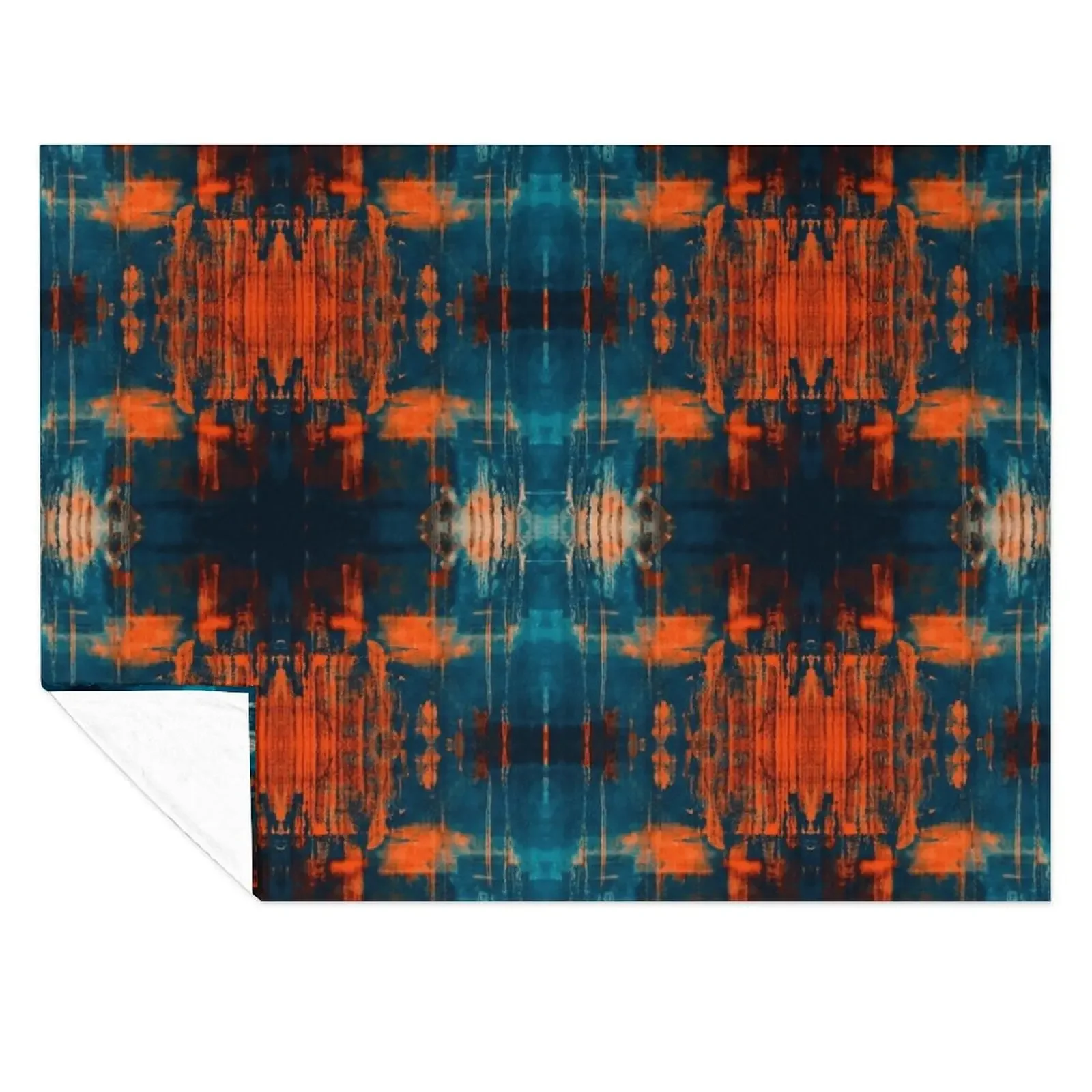 

Grunge burnt orange, teal, blue, navy , orange, and black painting grafitti abstract art print Throw Blanket Single Blankets