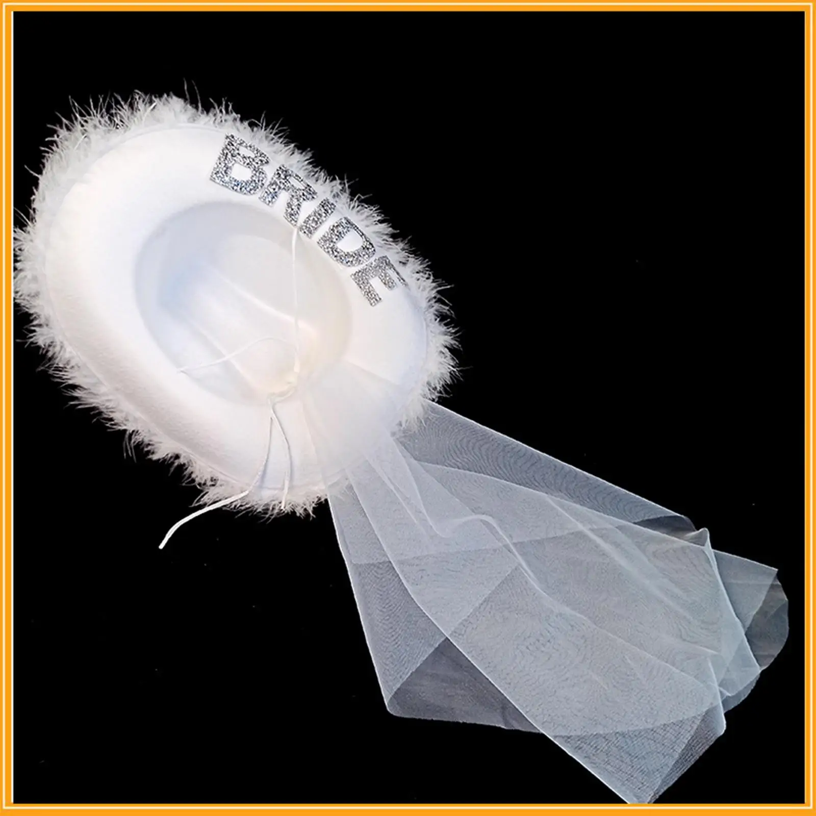 Western Style Women Cowboy Hat Wedding Crystal Beaded Bride Feather Edge