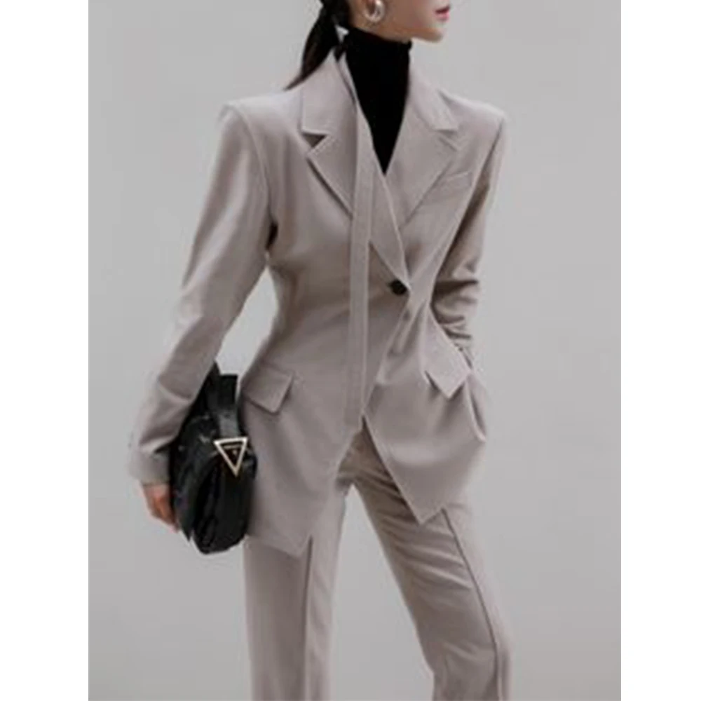 High Quality Women's Suit Two Piece Serge Casual Street Fashion Single Breasted Two Peice Set Women Outfits Woman Clothing New