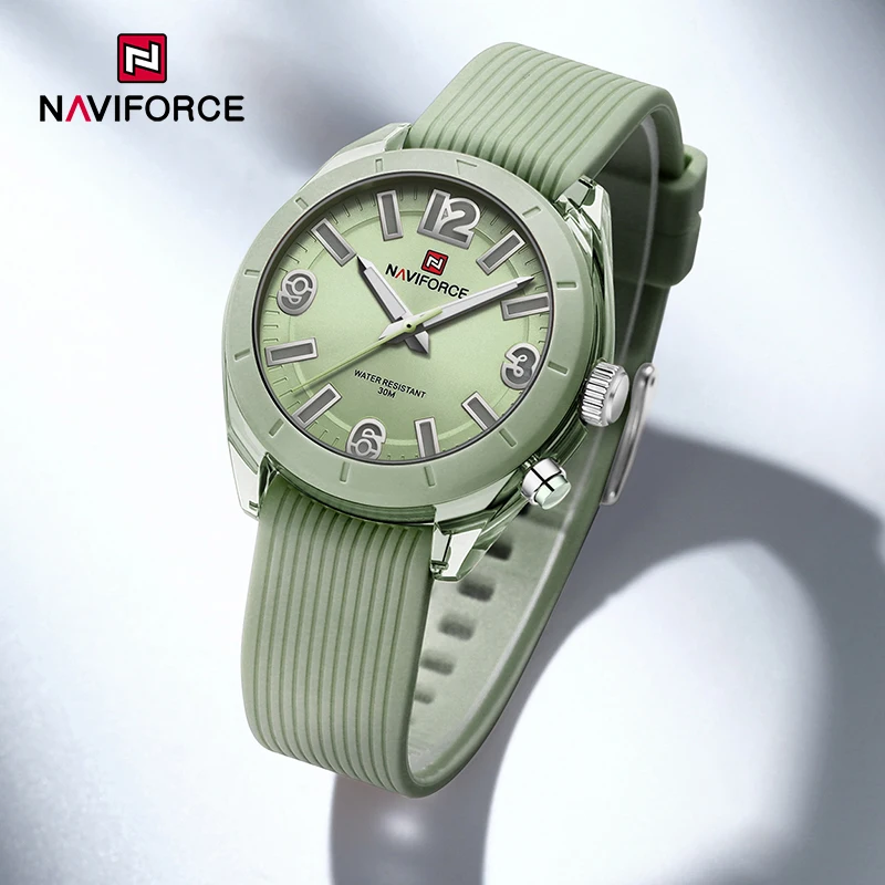 Naviforce nova moda senhoras relógio de pulso quartzo pulseira silicone à prova dwaterproof água relógios feminino original elegante presentes femininos relógio