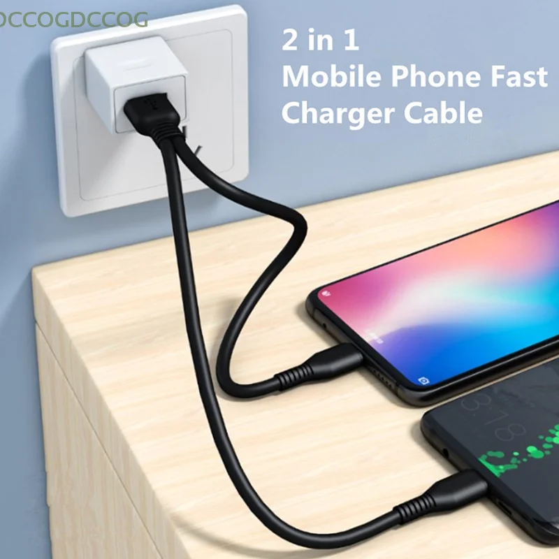 

Two Devices Splitter Micro USB C Wire 2 in 1 Type C Micro USB Cable Mobile Phone Fast Charger Cable