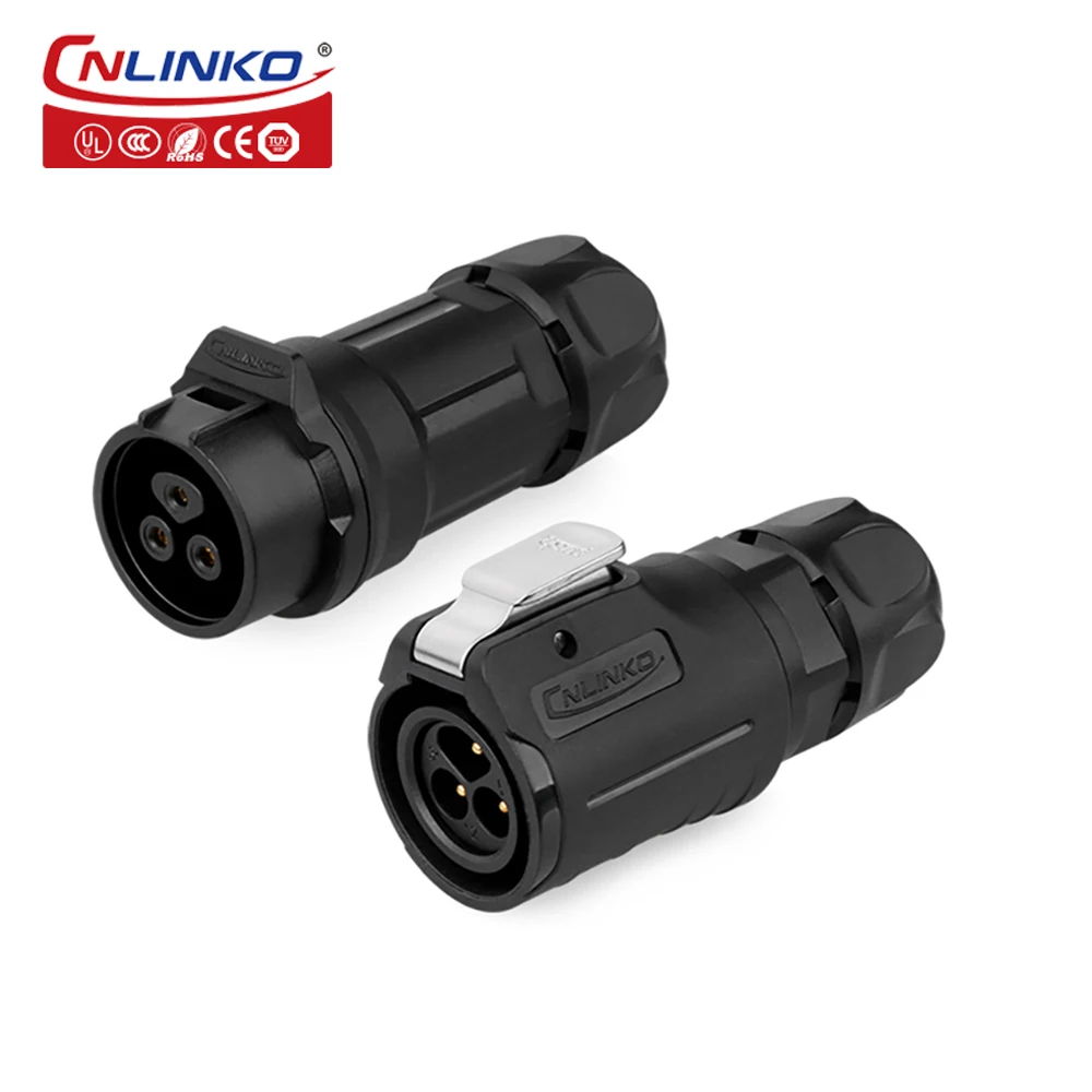 CNLINKO electric wire connector M16 male and female 3 Pin circular waterproof connector led light 10A 400V Plug Socket Connector