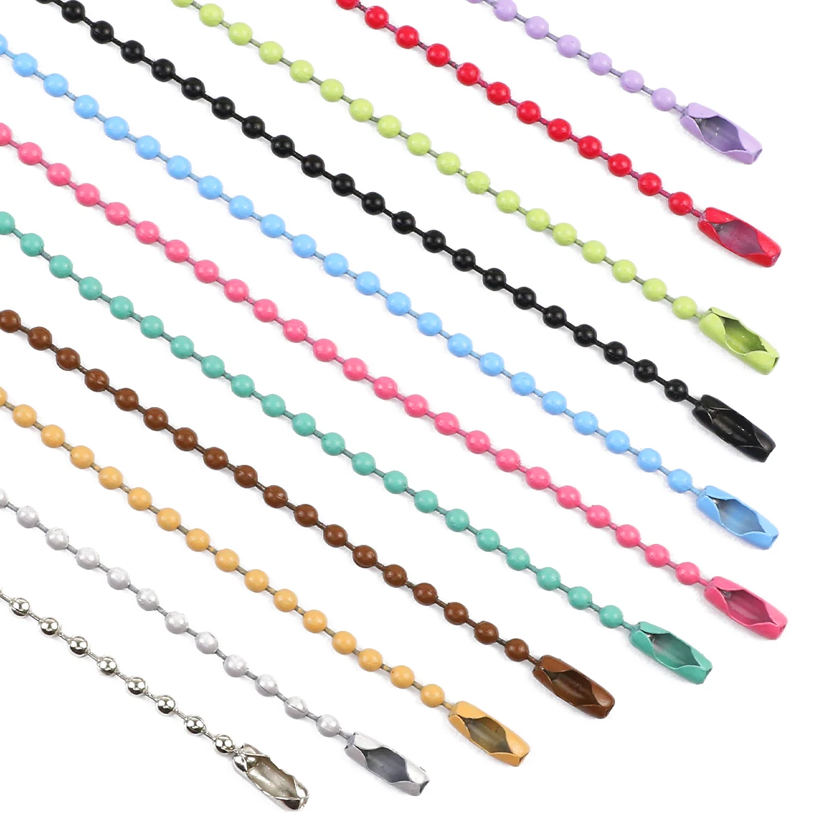 20pcs 10cm Baked Paint Colorful Bead Chain Pendant Zinc Alloy Connection Buckle For DIY Key Chain Hanging Jewelry Accessories