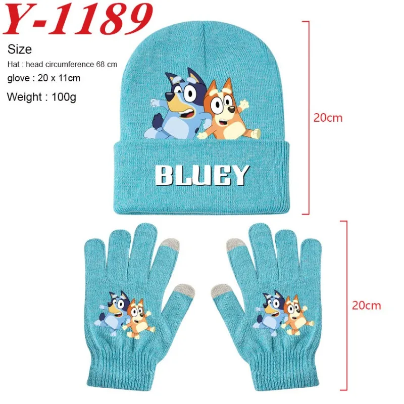 

Горячая распродажа: Набор из шапки и перчаток с креативным дизайном Bluey – Аниме-плюшевый комплект из двух предметов с термотрансферной печатью, защищающий от холода