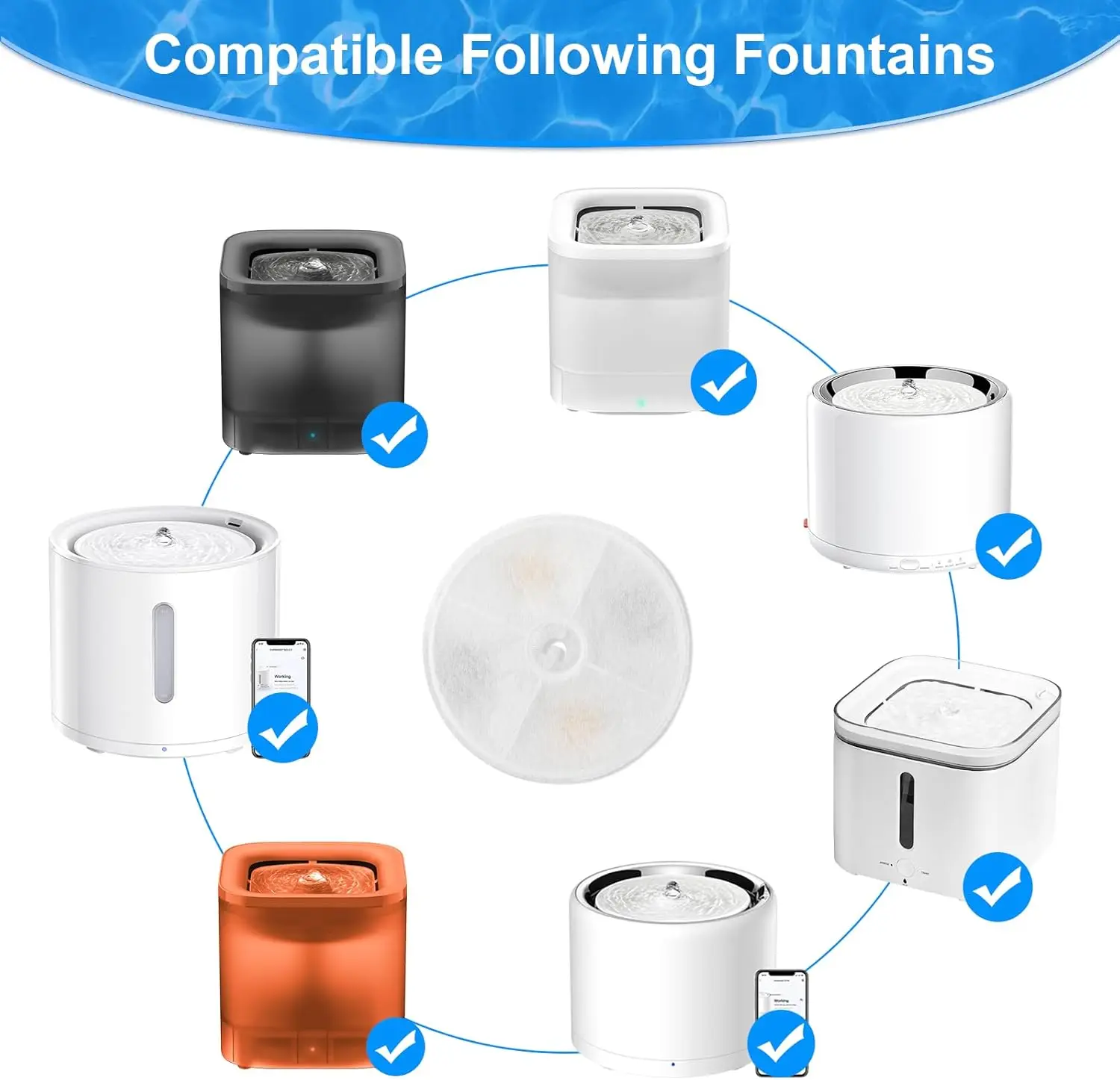 Kit de chip de filtro de carvão ativado de substituição automática de dispensador de água para gatos, fornecendo água limpa - fácil de instalar e substituir