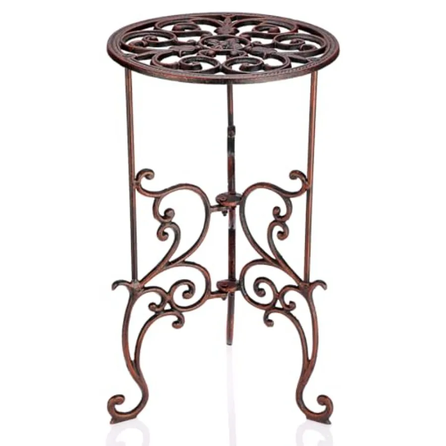 

Cast Iron Tall Plant Stand Heavy Duty Vintage Wrought Iron Flower Pot Holder, Decorative 1-Tier Potted Plant Holder Rack, Indoo
