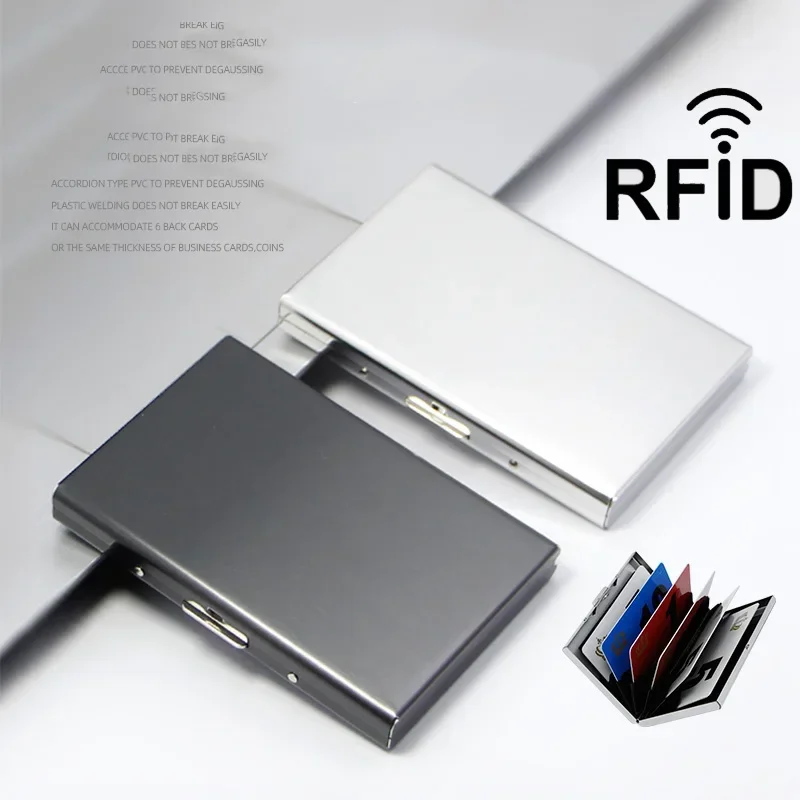 2025 NewFashion Aluminum RFID Blocking Wallet Antimagnetic Metal Cowhide Business Credit Card Holder Organizer for Men And Women