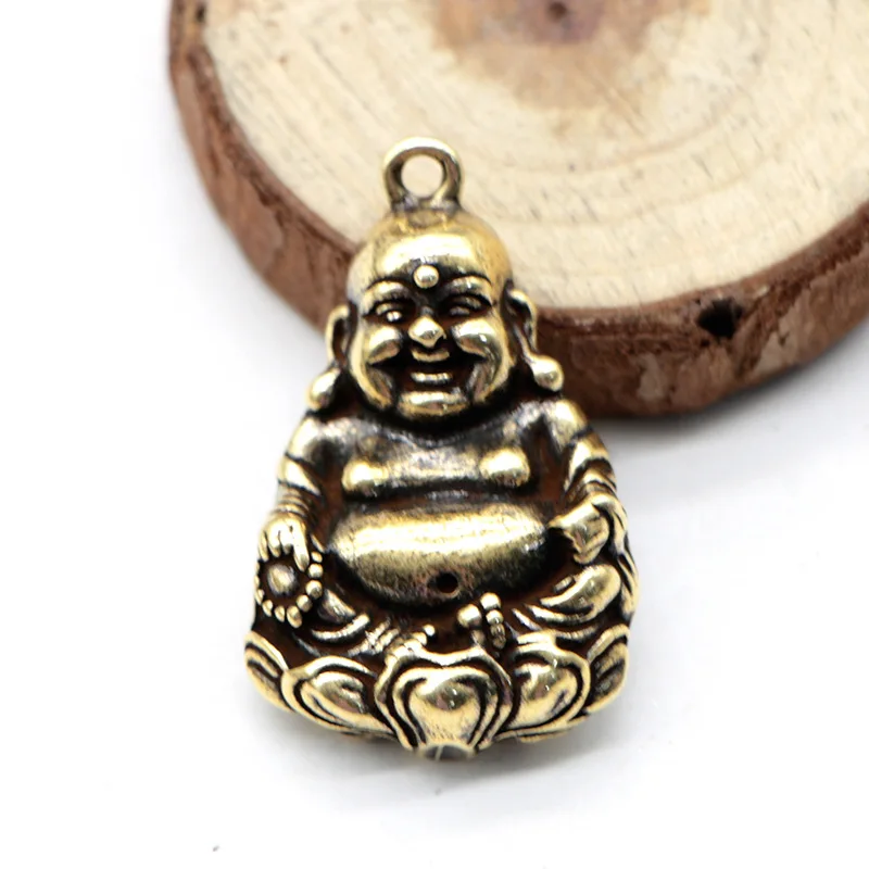 1/2Pcs Vintage Brass Maitreya Buddha Pendant Pendant Smiling Buddha Pendant Keychain Antique Bronze