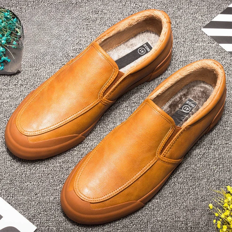 Man Casual Shoe Velvet Slip-on Soft Moccasin Leather Shoes for Men Footwear Offer High Quality Fashion Comfortable Low Price Pu