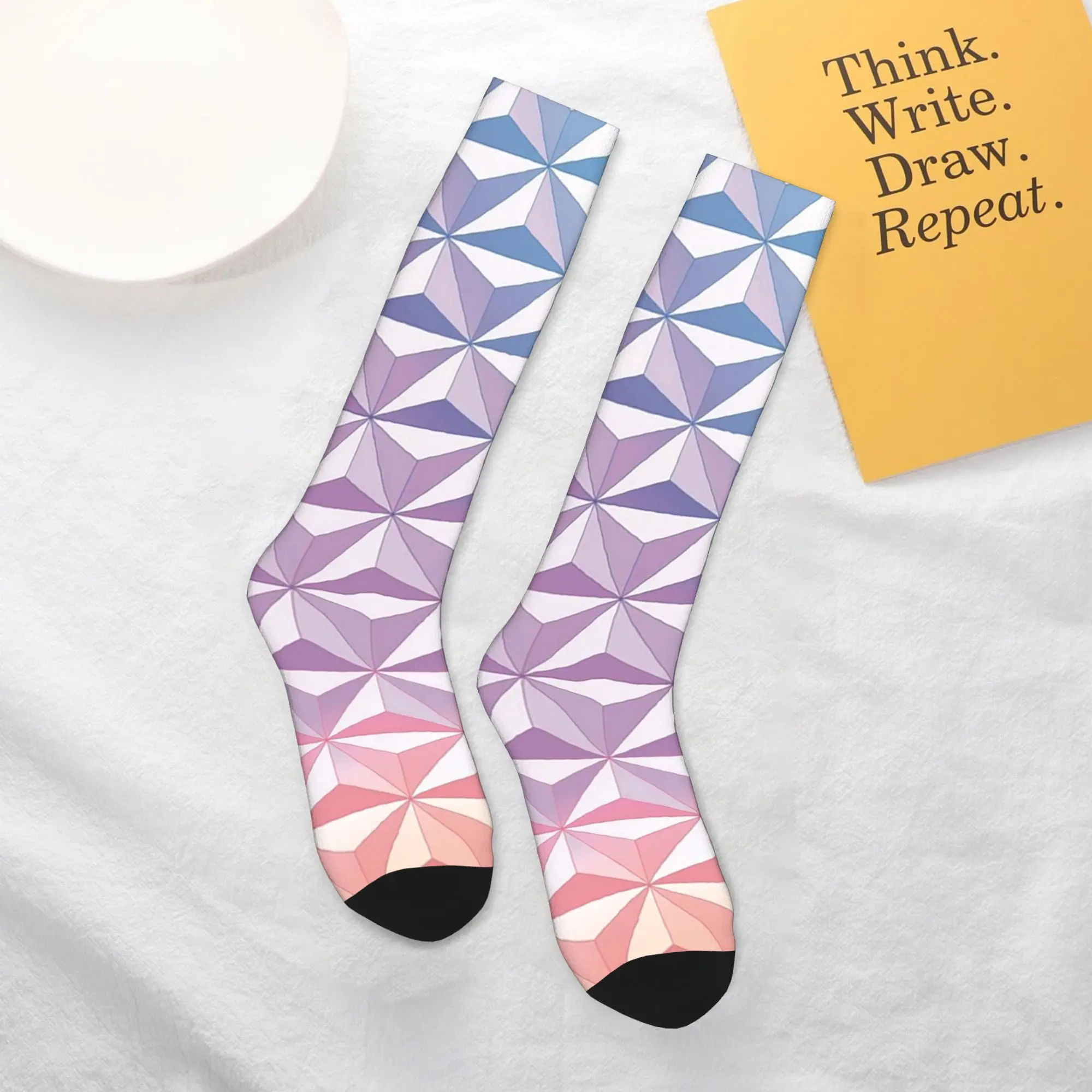 

All Seasons Crew Stockings Geodesic Sphere, Purple Socks Harajuku Funny Hip Hop Long Socks Accessories for Men Women Gifts