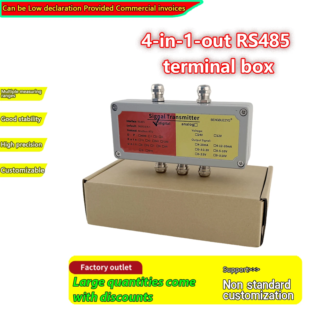 4-Channel RS485 Digital Weighing Module 1280Hz High Speed Modbus RTU Load Cell Transmitter for PLC Force Measurement