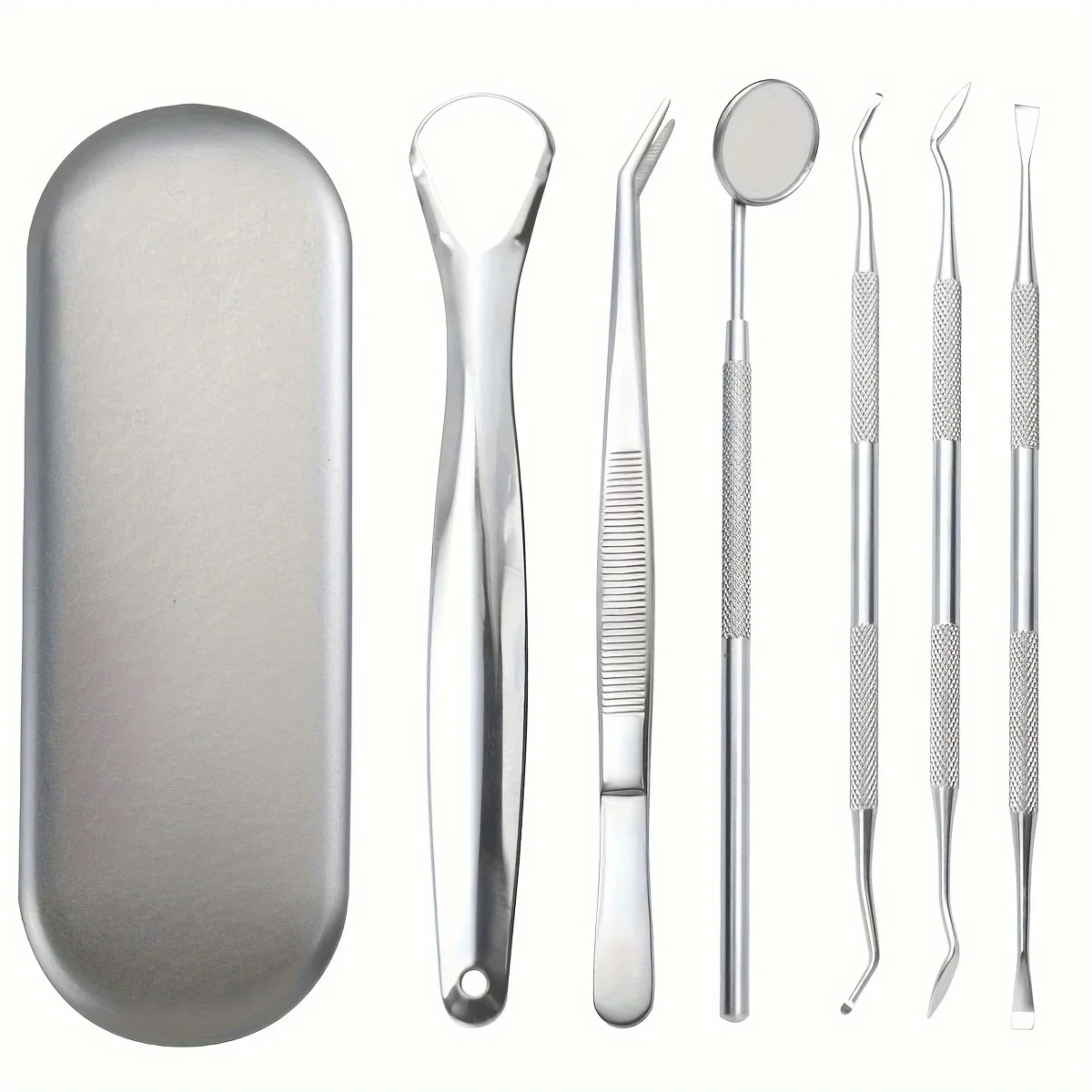 6PCS Dental Care Kit - Stainless Steel Tongue Cleaner &Tooth Scraper Set for Tartar Plaque Removal,Oral Hygiene Tools for Adults