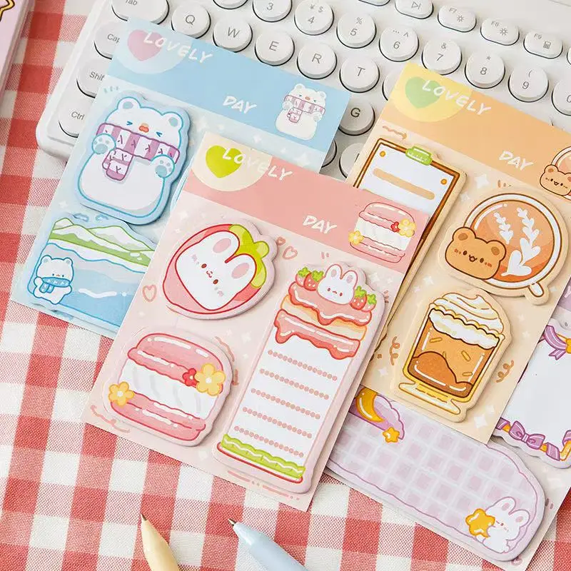 Cartoon Creative Combination Sticky Notes, High-value  Memo Pad, Cute, N Times Sticky Notes Decorative Message Posts Stationary