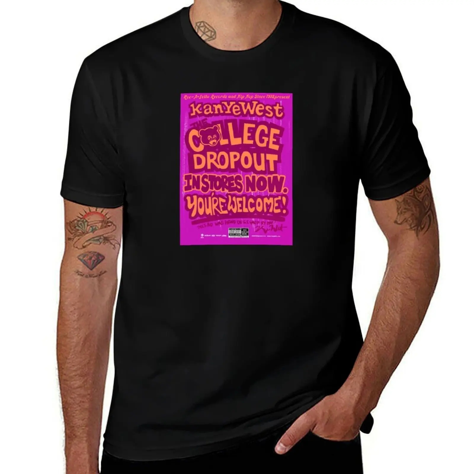 

Розовая футболка The College Dropout, футболка большого размера, мужская одежда, рубашки с прикреплением, персонализированная футболка, мужские высокие футболки
