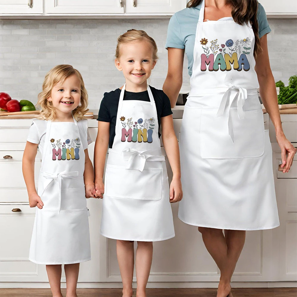 Mama & Mini Matching Family Apron Mother\'s Day Gift Adult and Child Matching Aprons Mommy Daughter Family Match Baking Apron