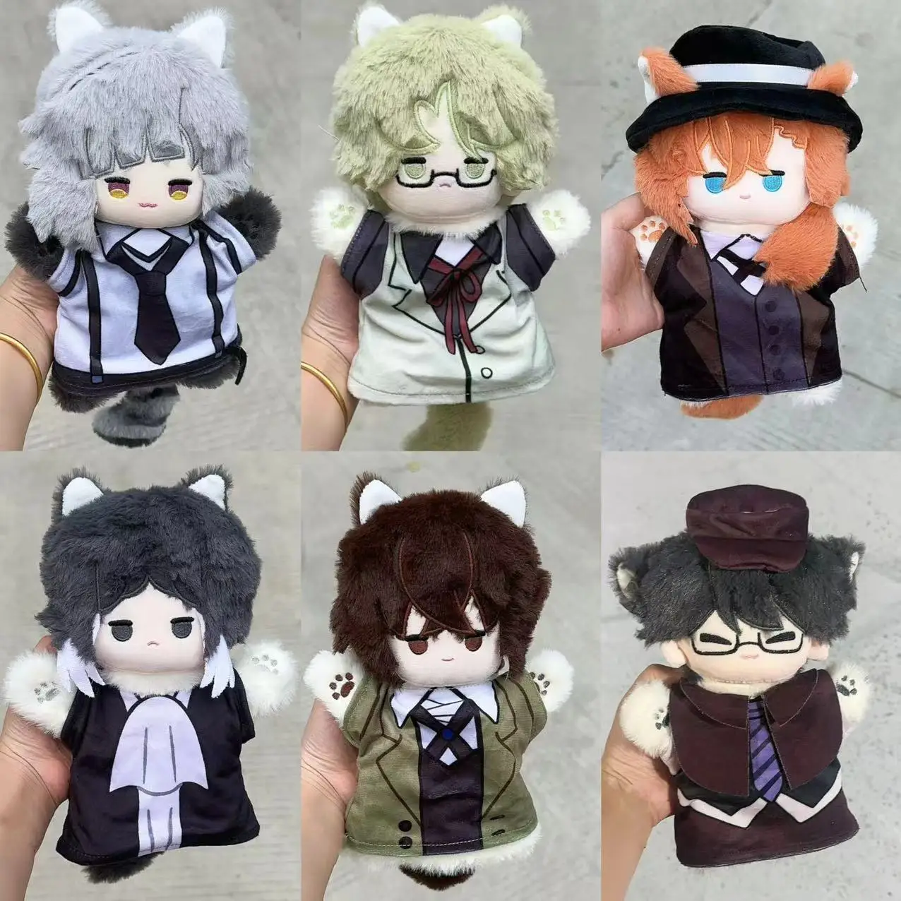 Anime perros callejeros Bungou muñeco de marioneta de mano de felpa 25CM Osamu Dazai Nakahara Chuuya guante de peluche suave juguetes regalo de cumpleaños
