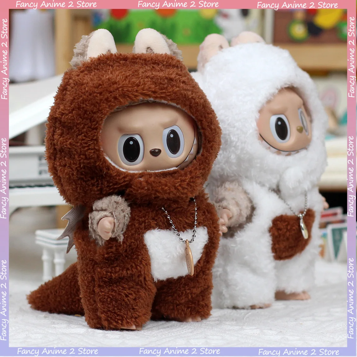 Voor 15/17 cm Labubu Poppenkleertjes Dinosaurus Haai Cosplay Outfit Mini Pluche Pop Kleding Mode Accessoires Kerstfeest geschenken